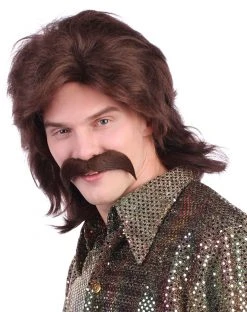 Spirit Halloween '70s Brown Wig With Mustache