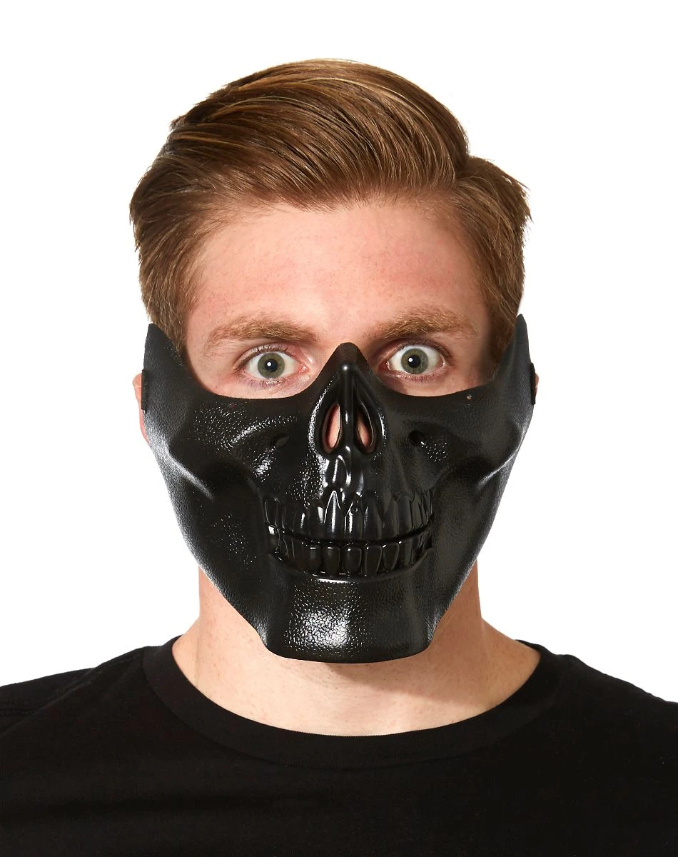 Spirit Halloween Black Metallic Skull Half Mask 3 Spirit Halloween Black Metallic Skull Half Mask