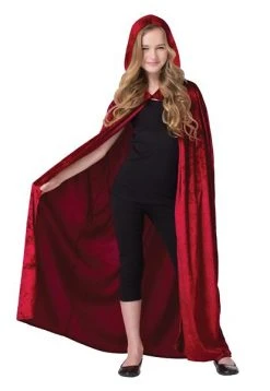 Spirit Halloween Kids Burgundy Velvet Hooded Cape