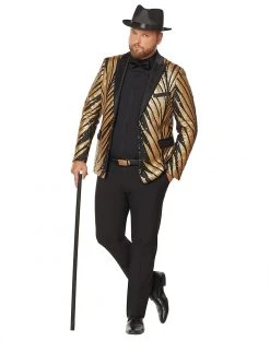 Spirit Halloween Adult '20s Gold and Black Plus Size Jacket