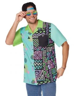 Spirit Halloween Adult '80s Button Down Shirt
